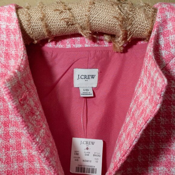 NWT J. Crew Tweed Houndstooth Lady Jacket in Pink Himalayan Spice size 10 - Picture 11 of 12